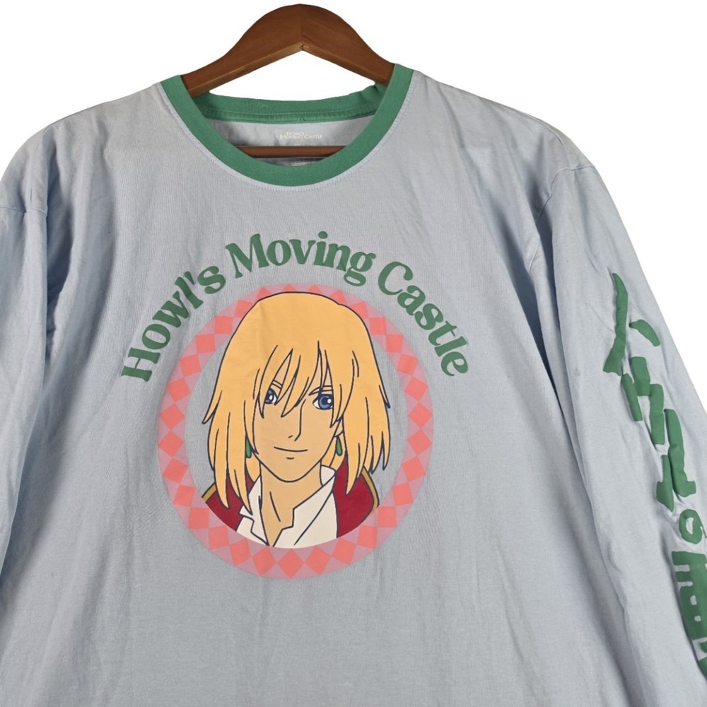 Studio Ghibli Howl's Moving Castle Howl Portrait Long Sleeve T-Shirt XL Blue